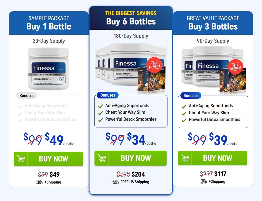 Current Finessa digestive wellness offer with gut balance and daily support benefits